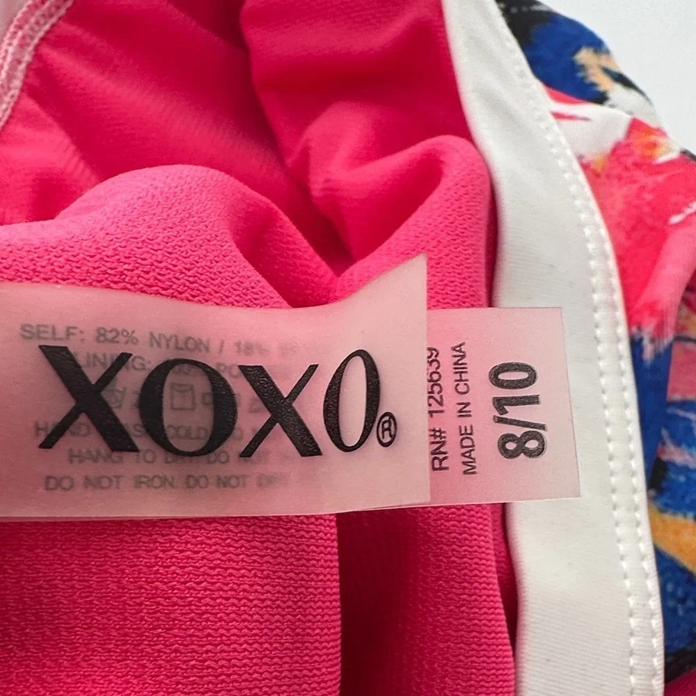 XOXO Pink and Multicolor Tropical Bikini Size 8/10